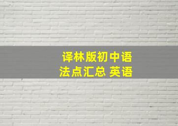 译林版初中语法点汇总 英语